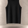تاپ رکابی کبریتی یقه گرد با بافت ظریف و لطیف در محیطی مینیمال | Basic ribbed crew neck tank top with fine knit texture in a minimalist studio setting