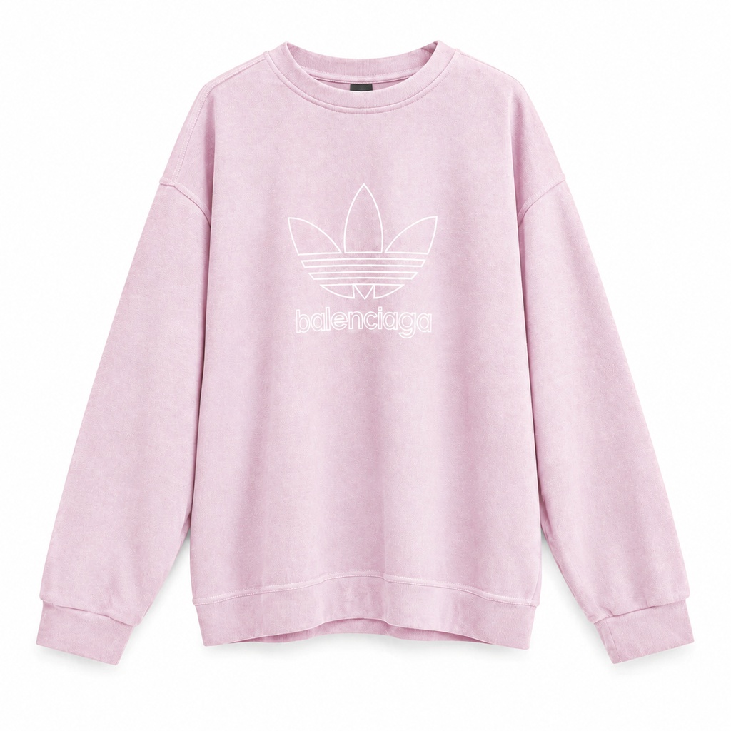 سویشرت سرمه‌ای آدیداس و بالنسیاگا با لوگوی تریفویل سفید و نوشته بالنسیاگا | Navy blue Adidas x Balenciaga sweatshirt with white Trefoil logo and Balenciaga lettering