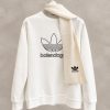 سویشرت یقه اسکی با شال متصل آدیداس بالنسیاگا، دارای لوگوی ترکیبی و بافت نرم | Adidas x Balenciaga attached scarf sweatshirt featuring co-branded logo and soft textured knit