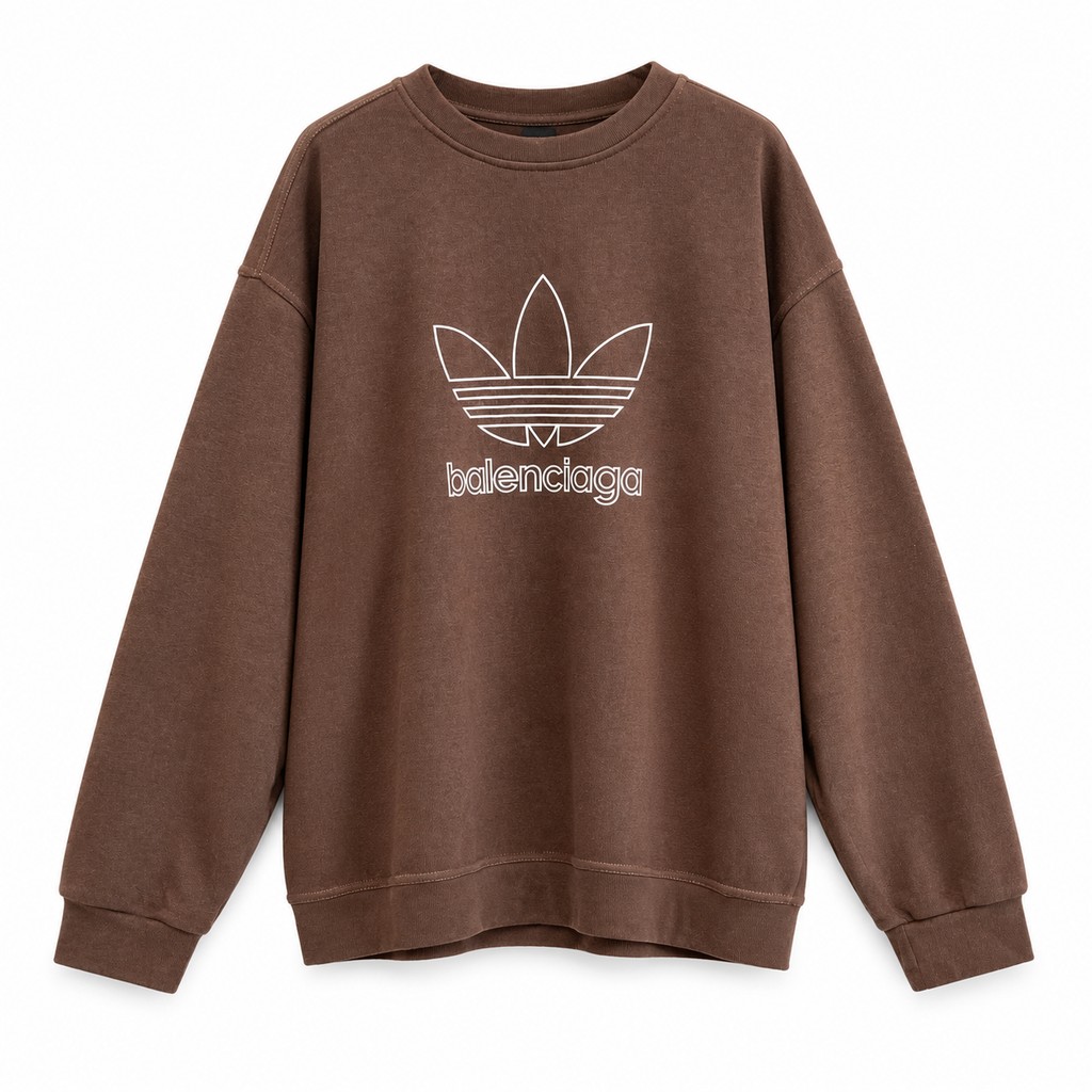 سویشرت سرمه‌ای آدیداس و بالنسیاگا با لوگوی تریفویل سفید و نوشته بالنسیاگا | Navy blue Adidas x Balenciaga sweatshirt with white Trefoil logo and Balenciaga lettering