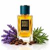 عطر نیش اکس نیل بلو تالیسمن با بطری شیشه‌ای گرادیانت آبی لاجوردی به شفاف، پلاک هندسی حکاکی‌شده و درپوش مشبک طلایی لوکس | Ex Nihilo Blue Talisman perfume bottle with blue gradient luxury glass, engraved gold plate, and ornate cap